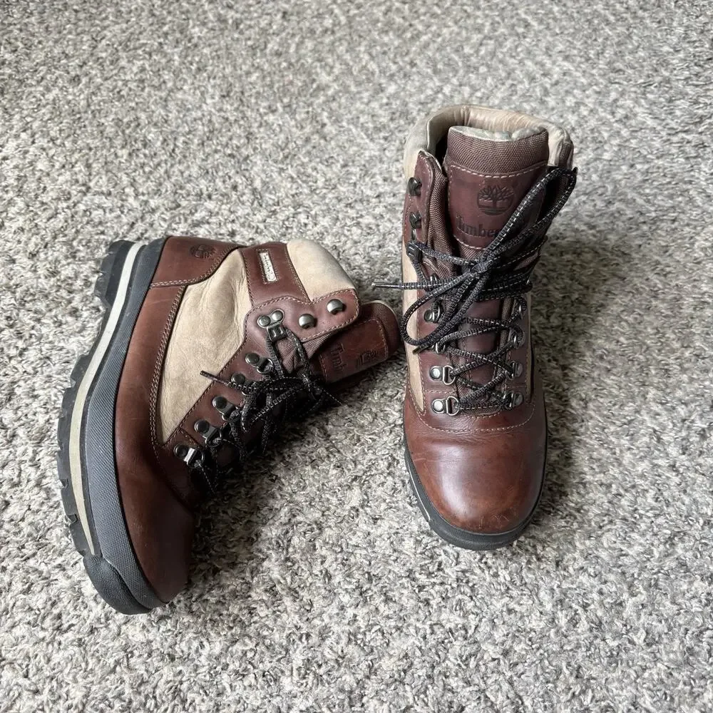 Timberland Euro Hiker Boots Men’s Size 9.5 M Brown Leather Lace Up Hiking